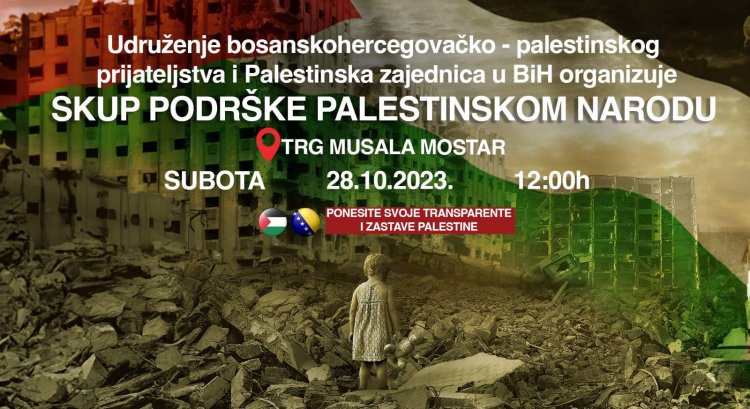 U subotu u Mostaru skup podrške palestinskom narodu